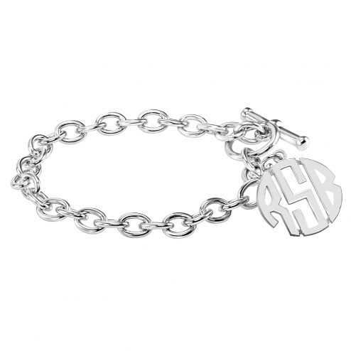 Block Monogram Toggle Bracelet 20 mm Personalized Jewelry