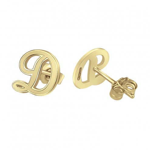 Small Script Initial Earrings 8 mm Personalized Jewelry