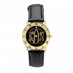 Ladies Black Dial Traditional Monogram Gold-tone Watch 32mm