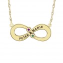 Couples Infinity Necklace with Birthstones (11x25mm)