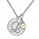 Single Initial Pearl Bridesmaid Pendant 18 mm Personalized Jewelry