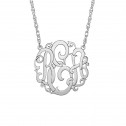 Rose Monogram Necklace 25 mm Personalized Jewelry