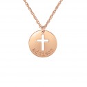 Kids Rose Disk With Cutout Cross Pendant