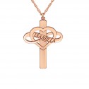 Rose Heart Infinity Cross Name Pendant (30x23mm) Personalized Jewelry