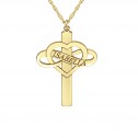 Yellow Heart Infinity Cross Name Pendant (30x23mm) Personalized Jewelry